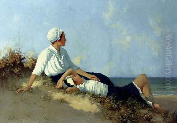 Girls On The Beach Oil Painting by Hermann Seeger