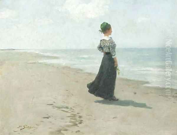 Looking out to sea at Fano island, Denmark Oil Painting by Hermann Seeger