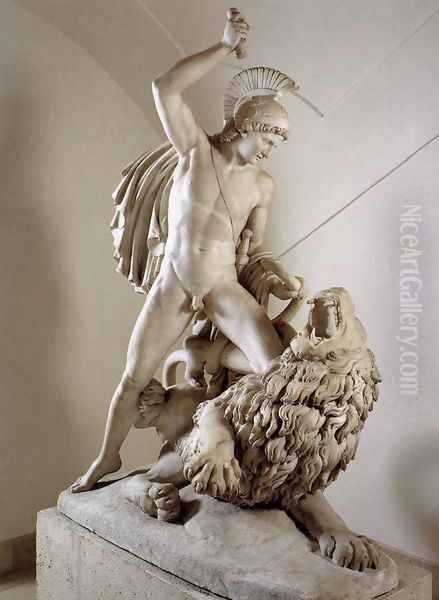 Bellerophon Fighting the Chimaera Oil Painting by Johann Nepomuk Schaller