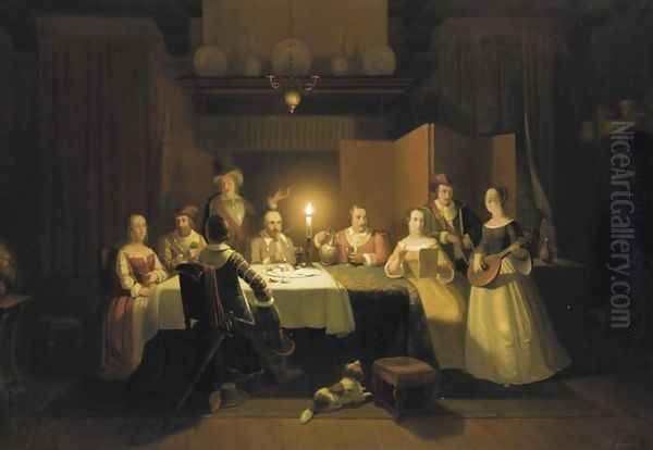 Entertaining the Guests Oil Painting by Pieter Gerardus Sjamaar