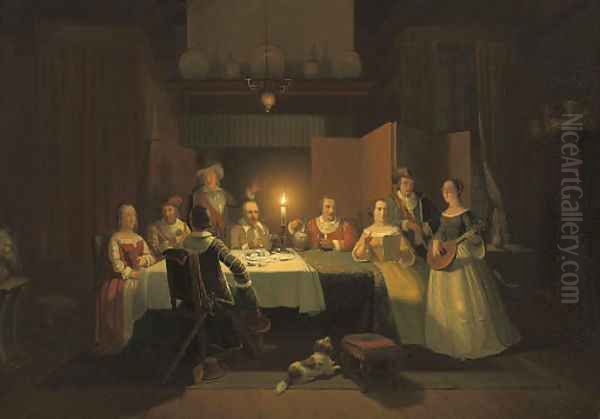 The recital Oil Painting by Pieter Gerardus Sjamaar