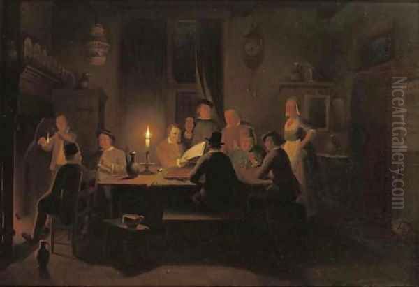 Evening at the inn Oil Painting by Pieter Gerardus Sjamaar