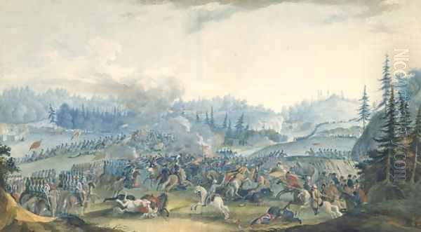 A scene from the Russian-Turkish War, 1801 Oil Painting by Gavril Sergeyevich Sergeyev