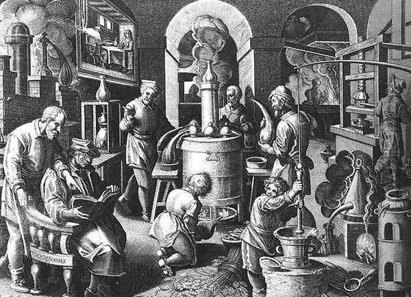 Distillation Oil Painting by Jan van der Straet