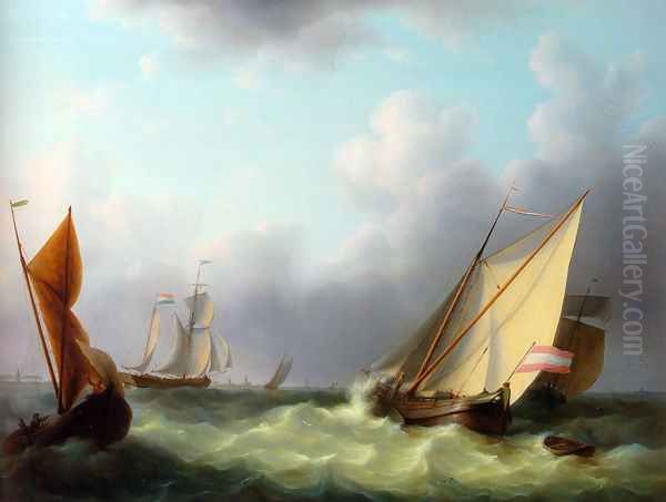 Dutch Hookers at a Stiff Breeze Oil Painting by Martinus Schouman