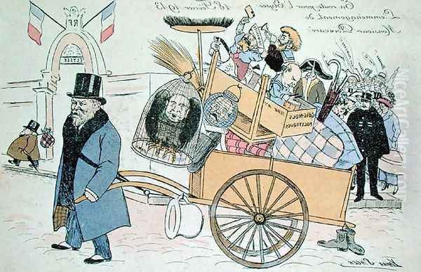 Caricature of Raymond Poincare 1860-1934 moving to the Elysee Palace, February 1913 Oil Painting by Xavier Sager