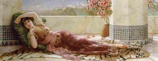 Classical Reclining Girl Oil Painting by Emile Eismann Semenowski