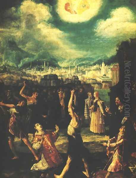 Stoning of St. Stephen Oil Painting by Bartlomiej Strobel