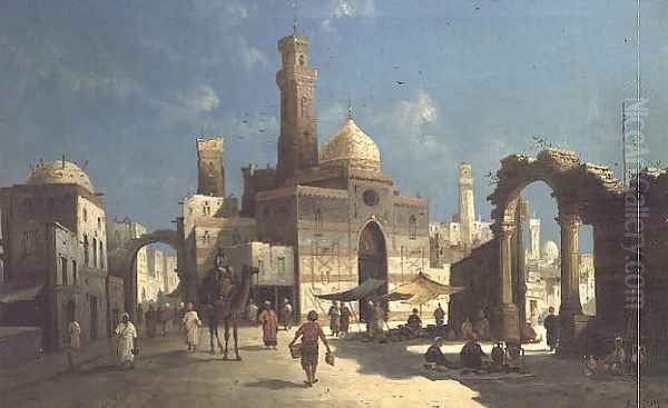 An Arab Town Oil Painting by August von Siegen