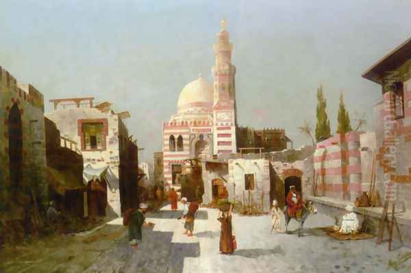 Entrance to the Complex of Sultan Quatbay, Cairo Oil Painting by August von Siegen