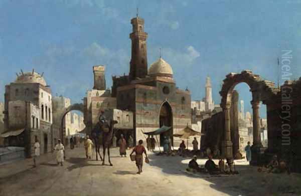 A Street Scene in the Levant Oil Painting by August von Siegen