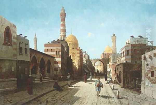 A Street Scene in the Levant, Afternoon Oil Painting by August von Siegen