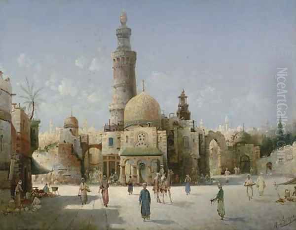 An Oriental Town Oil Painting by August von Siegen