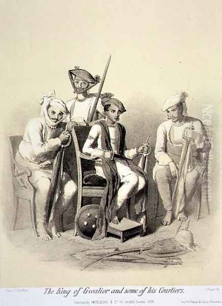 The King of Gwalior and Some of his Courtiers, from Voyage in India, engraved by Jules Trayer 1824-1901 pub. in London, 1858 Oil Painting by A. Soltykoff