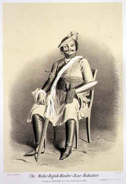 The Maha-Rajah-Hindoo-Rao-Babadoor, from Voyage in India, engraved by Jules Trayer 1824-1901 pub. in London, 1858 Oil Painting by A. Soltykoff