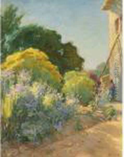 Sharp's Studio Garden, Taos, New Mexico Oil Painting by Joseph Henry Sharp