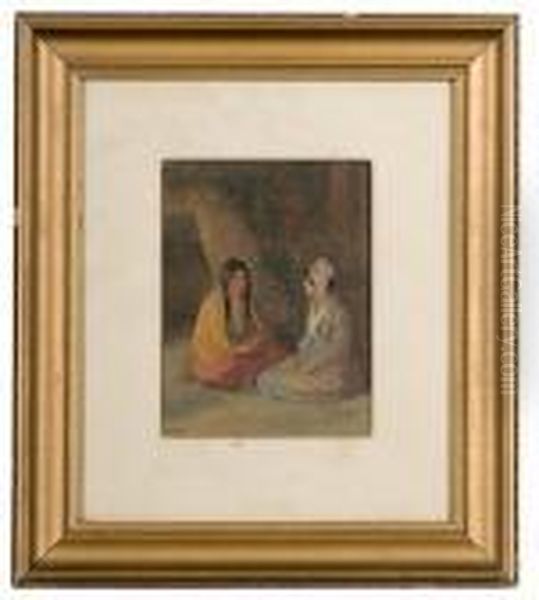 Indian Genre Scene Oil Painting by Joseph Henry Sharp