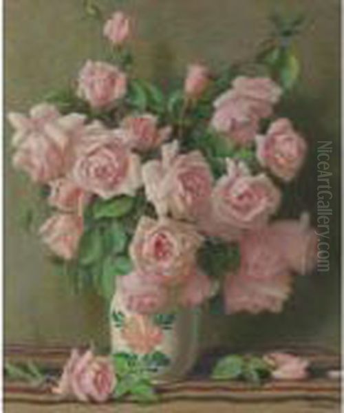 Belle Of Portugal Roses Oil Painting by Joseph Henry Sharp