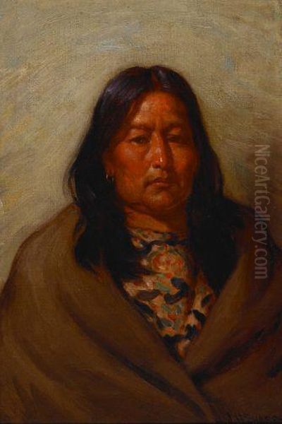 Wife Of Chief Little Wolf Oil Painting by Joseph Henry Sharp