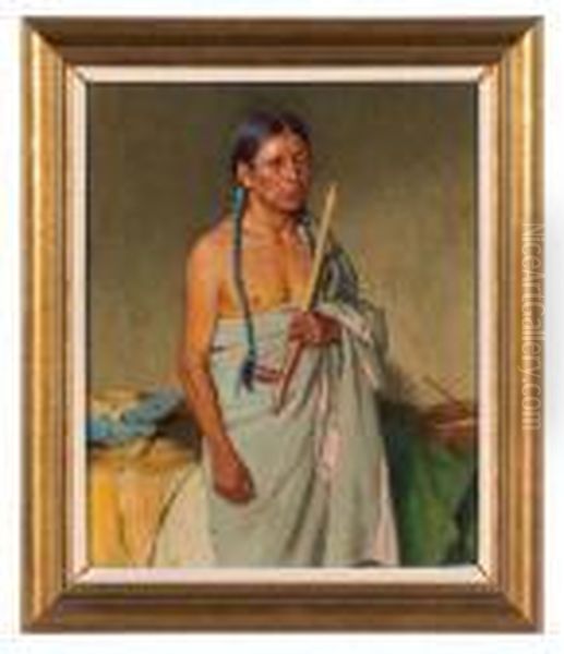 Portrait Of Elk Foot Jerry, Taos Oil Painting by Joseph Henry Sharp