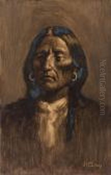 Indian Portrait Oil Painting by Joseph Henry Sharp