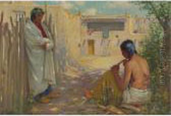 Sharpening Arrows Oil Painting by Joseph Henry Sharp