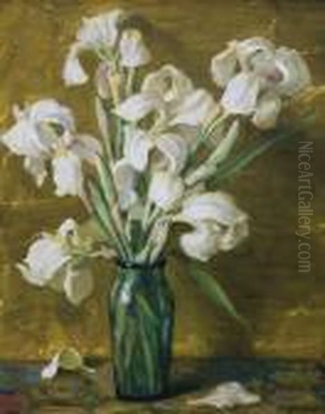 White Irises Oil Painting by Joseph Henry Sharp