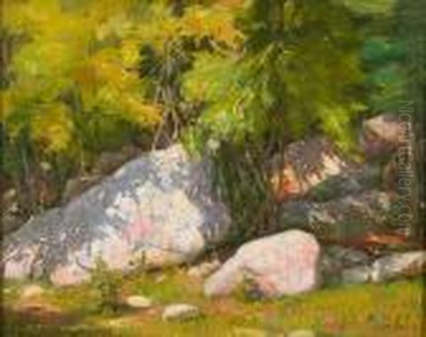 Rocks, Hondo Canyon Near Taos Oil Painting by Joseph Henry Sharp