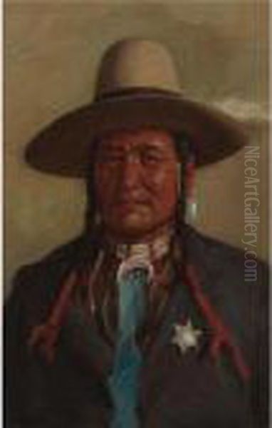 Chief Washakie Oil Painting by Joseph Henry Sharp