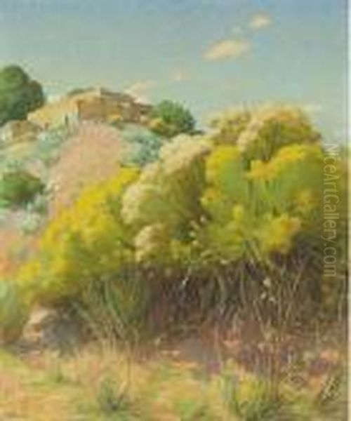 Taos Studio Oil Painting by Joseph Henry Sharp