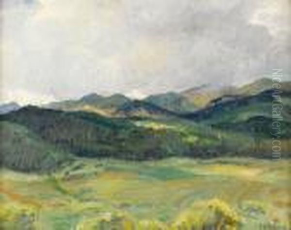 Taos Landscape Oil Painting by Joseph Henry Sharp