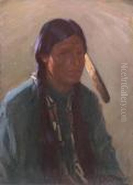 Eagle Feather Oil Painting by Joseph Henry Sharp