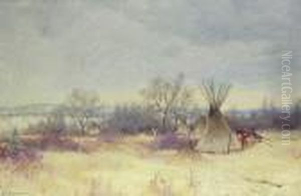 Indian Encampment Oil Painting by Joseph Henry Sharp