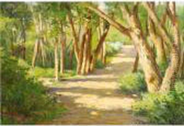 Path Along The Cottonwoods - Taos by Joseph Henry Sharp