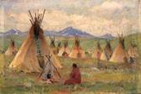 Blackfeet Country, Montana Oil Painting by Joseph Henry Sharp