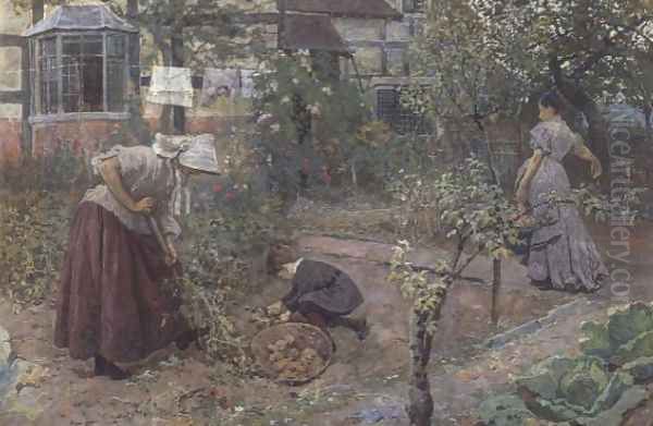 The Kitchen Garden, 1871 Oil Painting by William Small