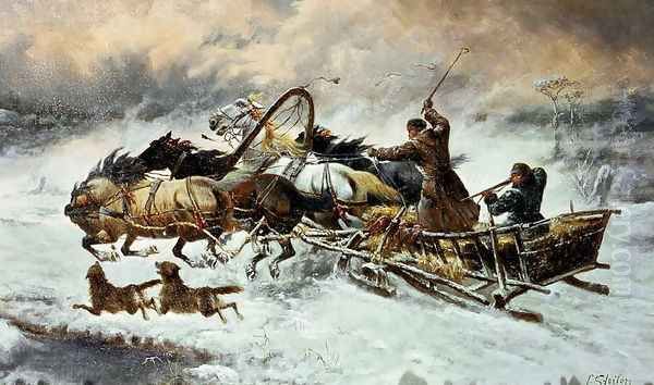 The Chase Oil Painting by Constantin Stoiloff