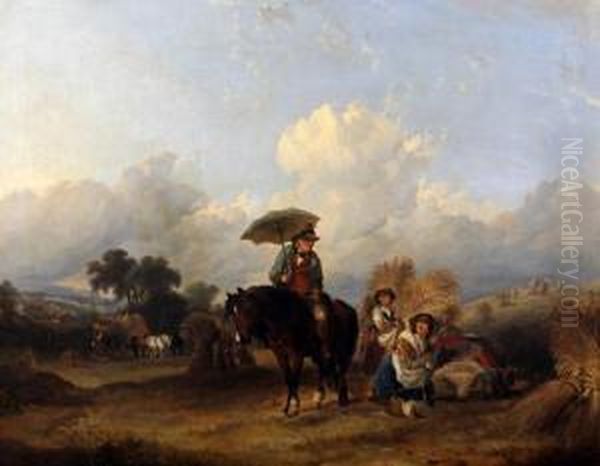 Visiting The Corn Gatherers Oil Painting by William Joseph Shayer