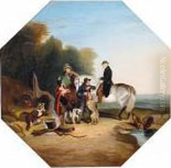 The Country Squire And The Gypsies Oil Painting by William Joseph Shayer