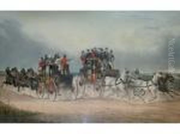 The Brighton Day Mails, Passing Over Hookwood Common Oil Painting by William Joseph Shayer