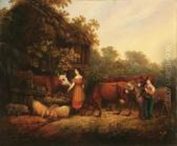 Surrey Stable Yard Oil Painting by William Joseph Shayer