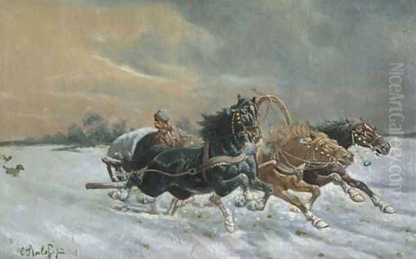 The Race Oil Painting by Constantin Stoiloff