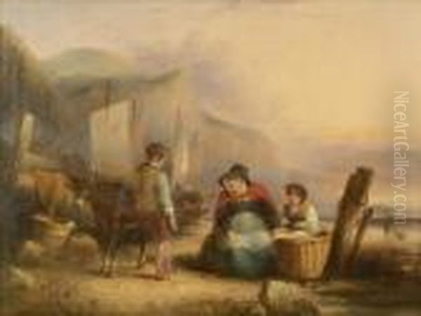 Unloading The Catch Oil Painting by William Joseph Shayer