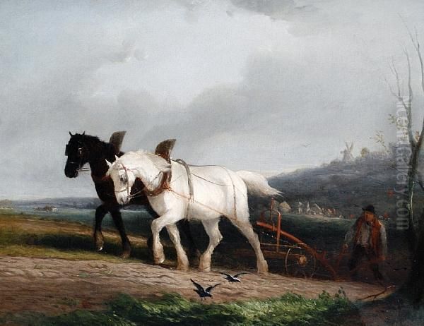 Ploughing; The Ploughman's Rest Oil Painting by William Joseph Shayer