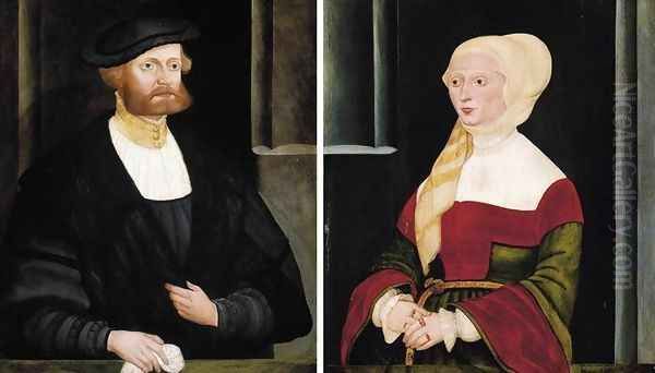 Portraits of a Gentleman and a Lady 1538 Oil Painting by Hans the Elder Schopfer