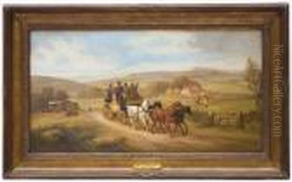 A Coach And Horses Traveling On A Country Lane Oil Painting by William Joseph Shayer