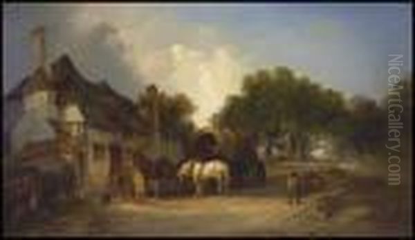 An Old Village Inn On The Outskirts Of Epping Forest Oil Painting by William Joseph Shayer