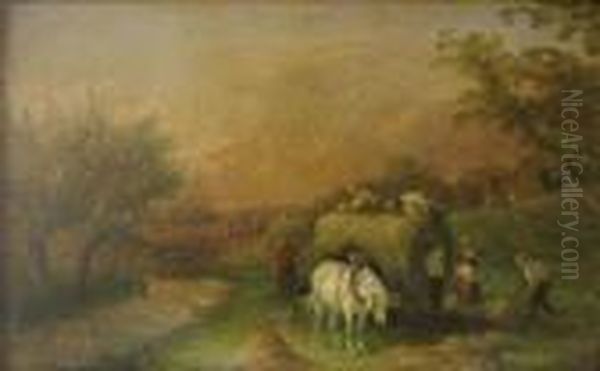 Haytime Oil Painting by William Joseph Shayer