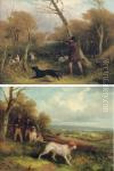 Partridge Shooting; And Pheasant Shooting Oil Painting by William Joseph Shayer