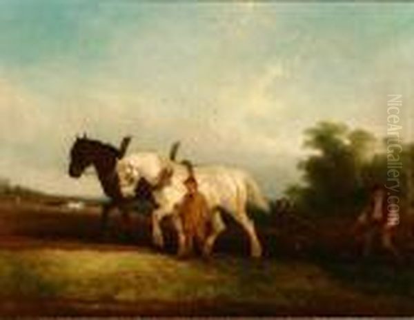 Plowing The Field Oil Painting by William Joseph Shayer